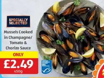 Aldi Mussels Cooked in Champagne/ Tomato & Chorizo Sauce offer