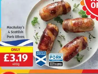 Aldi MacAulay's 4 Scottish Pork Olives offer