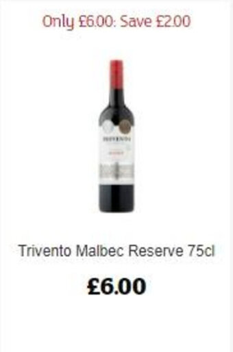 Sainsbury's Trivento Malbec Reserva 75cl offer