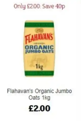 Sainsbury's Flahavan's Organic Jumbo Oats 1kg offer
