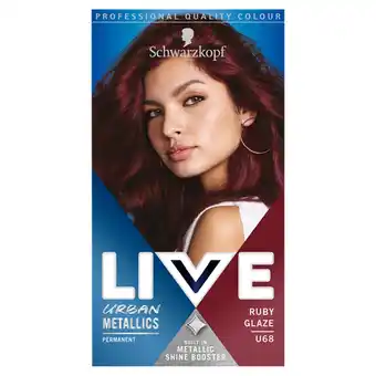 Asda Schwarzkopf LIVE Urban Metallics Red Hair Dye Ruby Glaze U68 Permanent offer