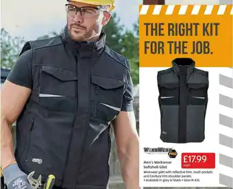 Aldi WorkWear Pro Men's Workwear Softshell Gilet offer