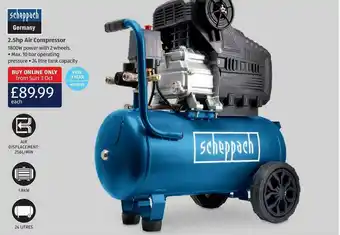 Aldi Scheppach 2.5hp Air Compressor offer