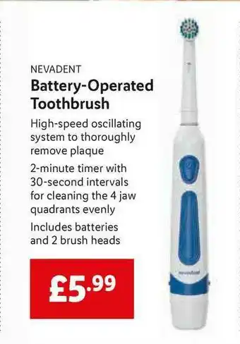 Lidl Battery-operated Toothbrush Nevadent offer