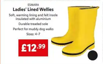 Lidl Ladies' Lined Wellies Esmara offer