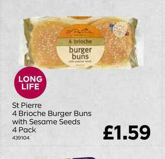 Bestway St Pierre 4 Brioche Burger Buns With Sesame Seeds 4 Pack offer