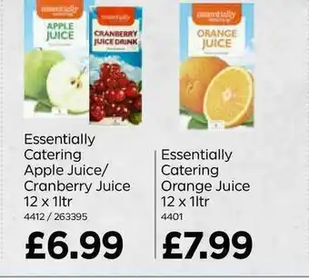 Bestway Essentially Catering Apple Juice-Cranberry Juice 12 X 1Ltr Or Essentially Catering Orange Juice 12 X 1Ltr offer