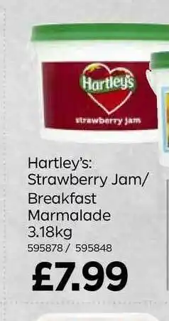 Bestway Hartley's Strawberry Jam-Breakfast Marmalade 3.18Kg offer