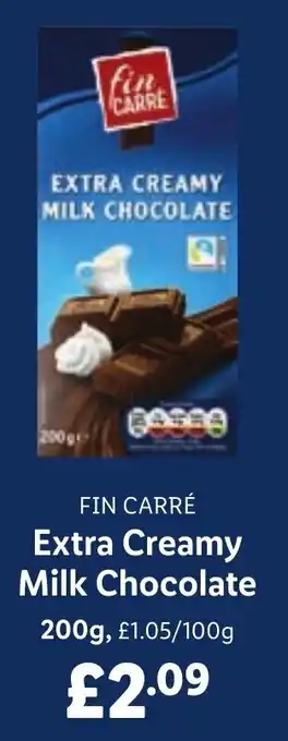 Lidl FIN CARRÉ Extra Creamy Milk Chocolate 200g offer