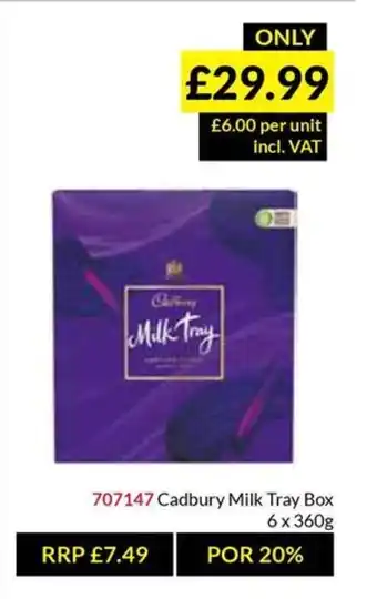 Musgrave MarketPlace Cadbury Milk Tray Box 6 x 360g offer