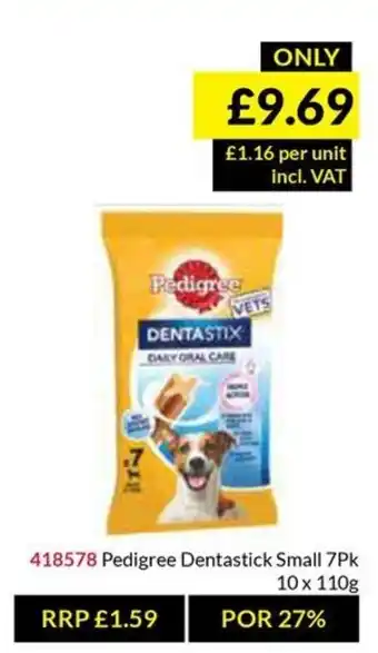 Musgrave MarketPlace Pedigree Dentastick Small 7Pk offer