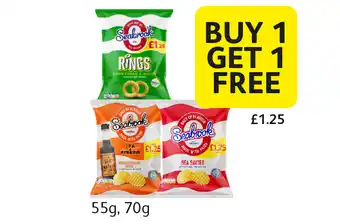 Londis Seabrook Rings Sour Cream & Onion, Worcestershire Sauce Crinkle Cut, Sea Salted offer