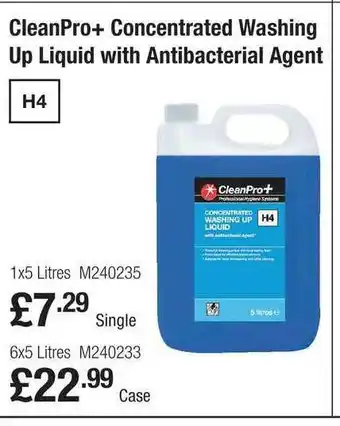 Makro CleanPro+ Concentrated Washing Up Liquid With Antibacterial Agent offer
