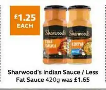SuperValu Sharwood's Indian Sauce - Less Fat Sauce offer