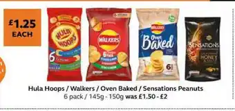 SuperValu Hula Hoops - Walkers - Oven Baked - Sensations Peanuts offer