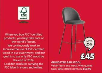 JYSK Grindsted Bar Stool offer