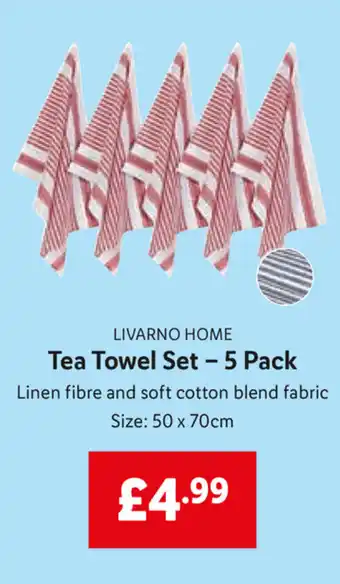 Lidl Tea Towel Set - 5 Pack offer