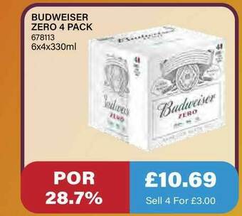 Bestway Budweiser Zero 4 Pack offer