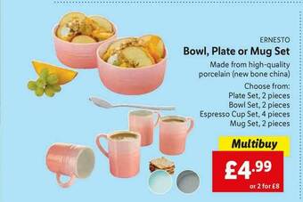 Lidl Ernesto Bowl Plate Or Mug Set offer