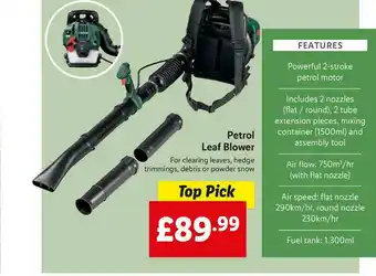 Lidl Petrol Leaf Blower offer