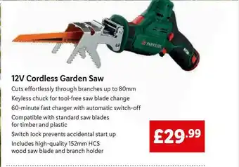 Lidl 12v Cordless Garden Saw offer