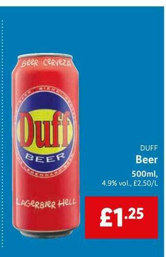 Lidl Duff Beer offer