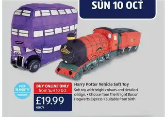 Aldi Harry Potter Vehicle Soft Toy offer