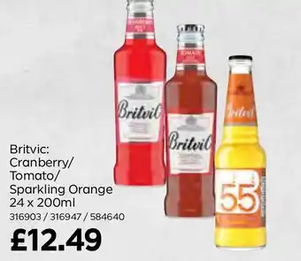 Bestway Britvic: Cranberry/ Tomato/ Sparkling Orange 24 x 200ml offer