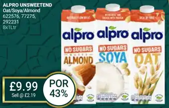Bestway ALPRO UNSWEETEND Oat/Soya/Almond offer