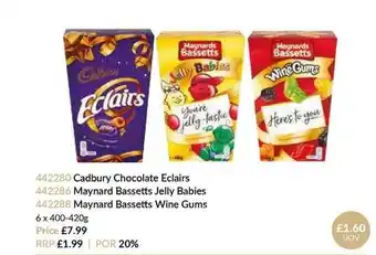 Musgrave MarketPlace Cadbury Chocolate Eclairs Maynard Bassetts Jelly Babies Maynard Basssetts Wine Gums offer