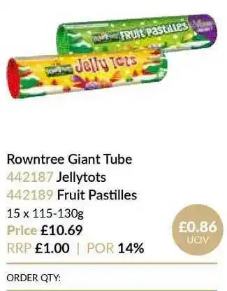 Musgrave MarketPlace Rowntree Giant Tube Jellytots Fruit Pastilles offer