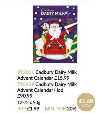 Musgrave MarketPlace Cadbury Dairy Milk Advent Calendar Cadbury Dairy Milk Advent Calendar Hod offer