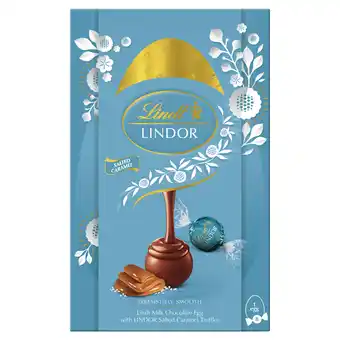 Sainsbury's Lindt Giant Milk Chocolate Easter Egg with Lindor Salted Caramel Truffles 260g offer