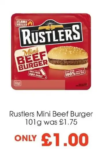 Centra Rustlers Mini Beef Burger 101g offer