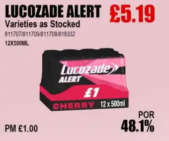 Bestway LUCOZADE ALERT 12x500ML offer
