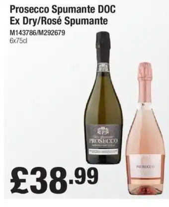 Makro Prosecco Spumante DOC Ex Dry/Rosé Spumante 6x75cl offer