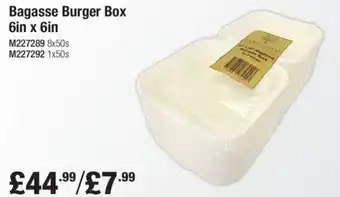 Makro Bagasse Burger Box 6in x 6in offer