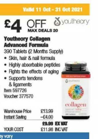 Costco Youtheory Collagen Advanced Formula offer