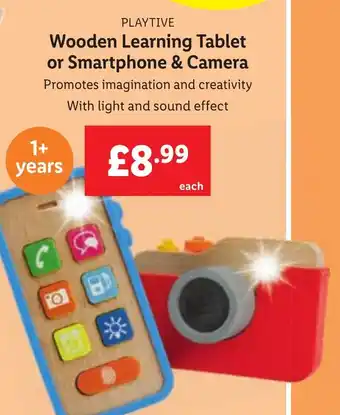 Lidl PLAYTIVE Wooden Learning Tablet or Smartphone & Camera offer