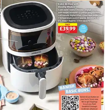 Aldi 5 Litre Air Fryer with Viewing Window offer