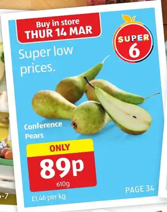 Aldi Conference Pears offer