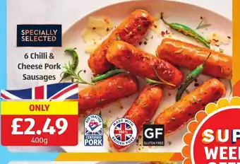 Aldi 6 Chilli & Cheese Pork Sausages offer