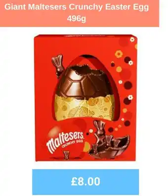Sainsbury's Giant Maltesers Crunchy Easter Egg 496g offer
