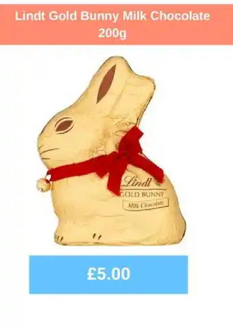 Sainsbury's Lindt Gold Bunny Milk Chocolate 200g offer