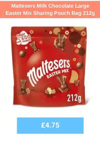Sainsbury's Maltesers Milk Chocolate Large Easter Mix Sharing Pouch Bag 212g offer