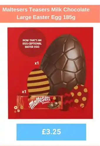 Sainsbury's Maltesers Teasers Milk Chocolate Large Easter Egg 185g offer