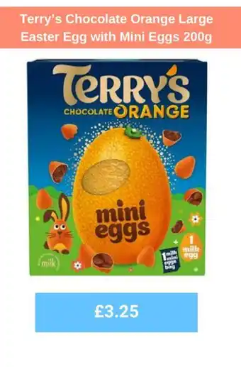 Sainsbury's Terry's Chocolate Orange Large Easter Egg with Mini Eggs 200g offer