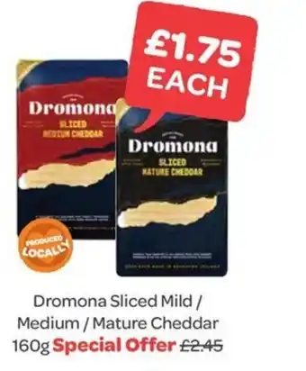 Spar Dromona Sliced Mild / Medium / Mature Cheddar 160g offer