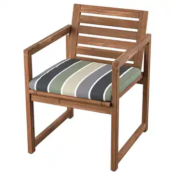 IKEA NÄmmarÖ Chair with armrests, outdoor, light brown stained/frösön/duvholmen stripe pattern offer