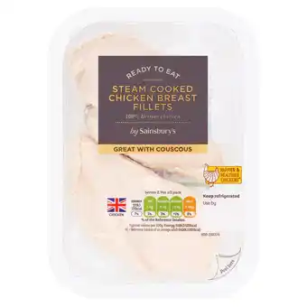 Sainsbury's Sainsbury's Steam Cooked British Chicken Breast Fillets x2 220g offer